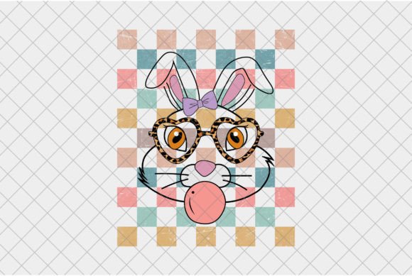 Easter Bunny Sublimation, Checkered PNG for T-Shirt Designs