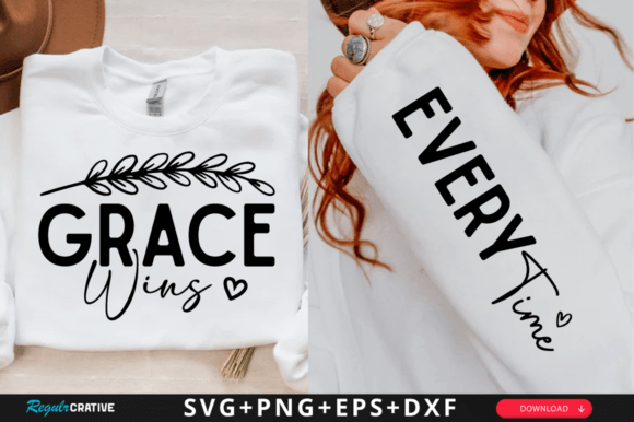 Grace Wins Sleeve Svg Design for T-Shirt Designs