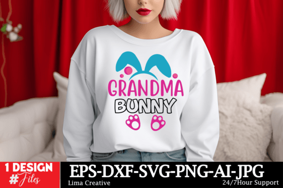 Grandma Bunny SVG Cut File for T-Shirt Designs