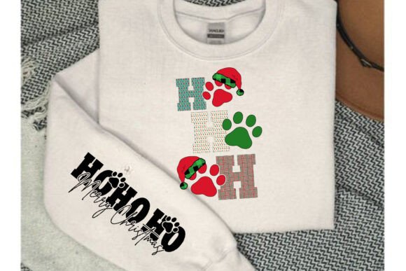 HoHoHo Dog Paw Christmas Pattern Design for T-Shirt Designs