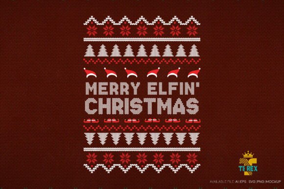 Merry Elfin Christmas Ugly Sweater T-Shirt Designs