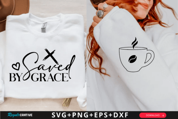 Saved by Grace Sleeve Svg Design for T-Shirt Designs